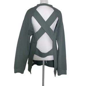 Topshop Open Cross Back Yoga, Athleisure, Casual Pullover Sweater Green Sz 8
